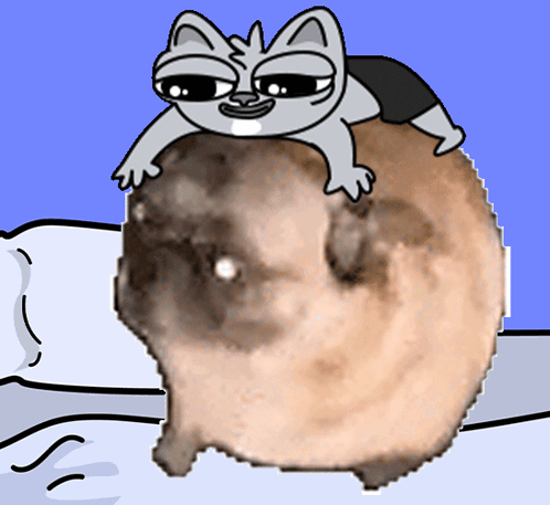 A Cartoon Cat Is Sitting On Top Of A Brown Hamster GIF