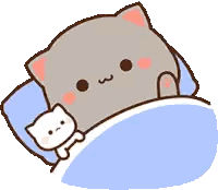 A Cartoon Cat Is Sleeping In A Bed With A White Cat . Sticker