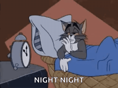 A Cartoon Cat Is Sleeping In A Bed With An Alarm Clock . GIF