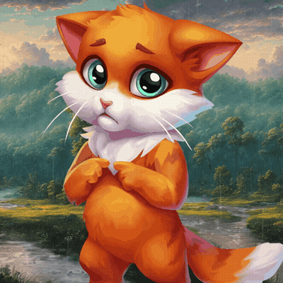 A Cartoon Cat Is Standing In Front Of A River GIF