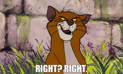 A Cartoon Cat Is Standing In The Grass With The Words Right Right Below It GIF