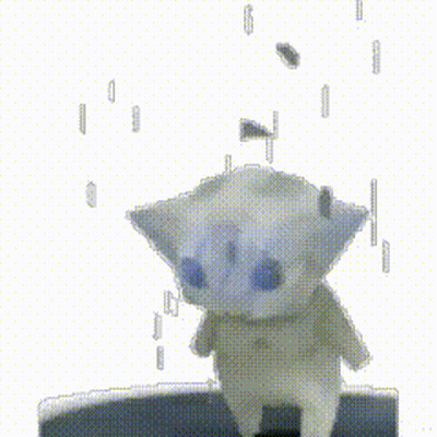 A Cartoon Cat Is Standing In The Rain GIF