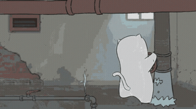 A Cartoon Cat Is Standing Next To A Pipe GIF