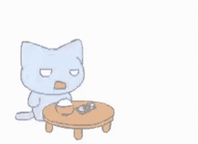 A Cartoon Cat Is Standing Next To A Table With A Bottle Of Wine On It . GIF