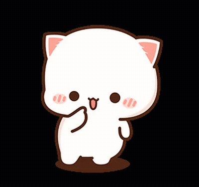 A Cartoon Cat Is Standing On A Black Background And Giving A Peace Sign . GIF