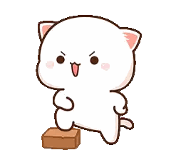A Cartoon Cat Is Standing On A Brick And Looking At The Camera . Sticker