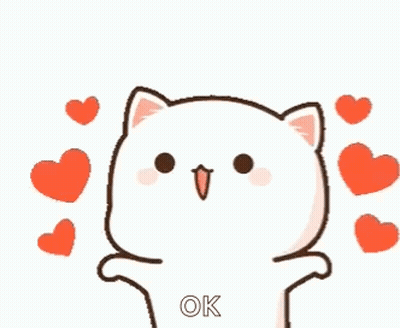 A Cartoon Cat Is Surrounded By Hearts And Says Ok . GIF