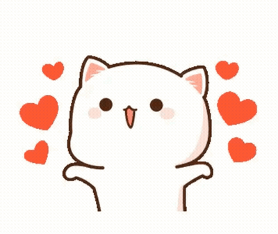 A Cartoon Cat Is Surrounded By Red Hearts And Is In Love . GIF