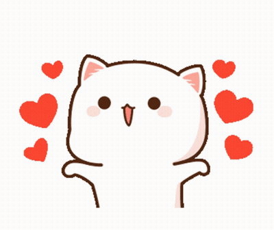 A Cartoon Cat Is Surrounded By Red Hearts .. GIF