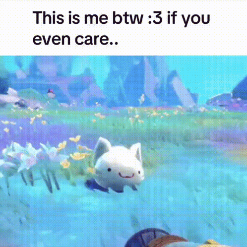 A Cartoon Cat Is Swimming In A Field With The Words This Is Me Btw : 3 If You Even Care .. GIF
