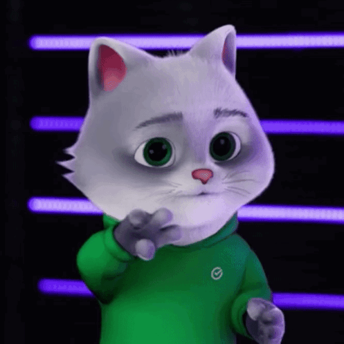 A Cartoon Cat Is Wearing A Green Sweatshirt With A G On It GIF