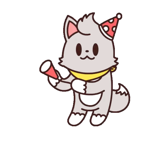 A Cartoon Cat Is Wearing A Party Hat And Holding A Confetti Cannon Sticker