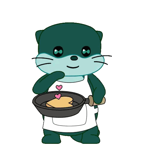 A Cartoon Cat Is Wearing An Apron And Holding A Pan GIF