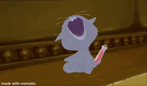 A Cartoon Cat Is Yawning While Holding A Bottle With A Red Liquid In It GIF