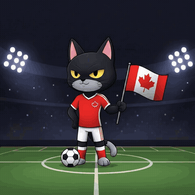 A Cartoon Cat Kicking A Soccer Ball With The Word Goal Behind It GIF