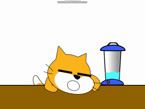 A Cartoon Cat Laying On The Ground Next To A Blender With The Words Www.bandicam.com On The Bottom Right GIF
