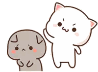 A Cartoon Cat Petting Another Cat 'S Head . Sticker