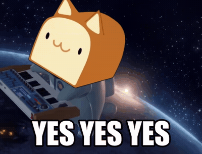 A Cartoon Cat Playing A Keyboard With The Words Yes Yes Yes Written Below GIF