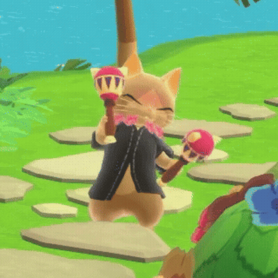 A Cartoon Cat Playing A Musical Instrument In A Game GIF