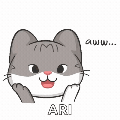 A Cartoon Cat Says Aww ... Thank You Ari GIF