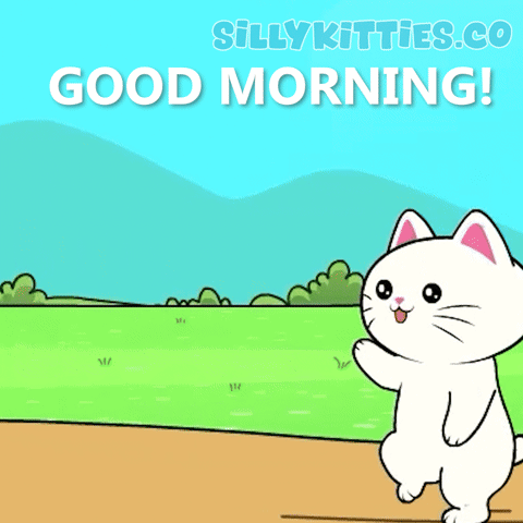 A Cartoon Cat Says Good Morning With Sillykitties.co GIF