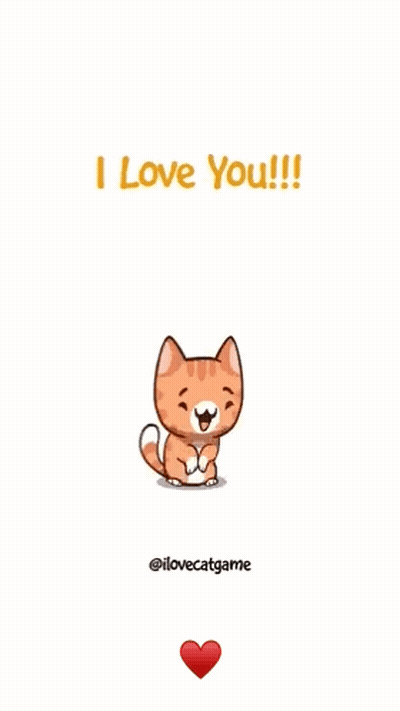 A Cartoon Cat Says I Love You With A Red Heart Behind It GIF
