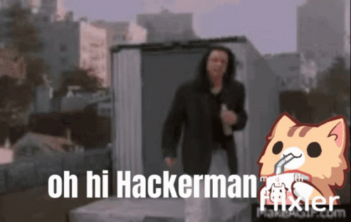 A Cartoon Cat Says Oh Hi Hackerman GIF