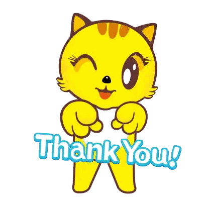 A Cartoon Cat Says Thank You In Blue Lettering Sticker
