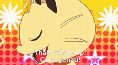 A Cartoon Cat Says That 'S Whats Up Ganz Genau GIF