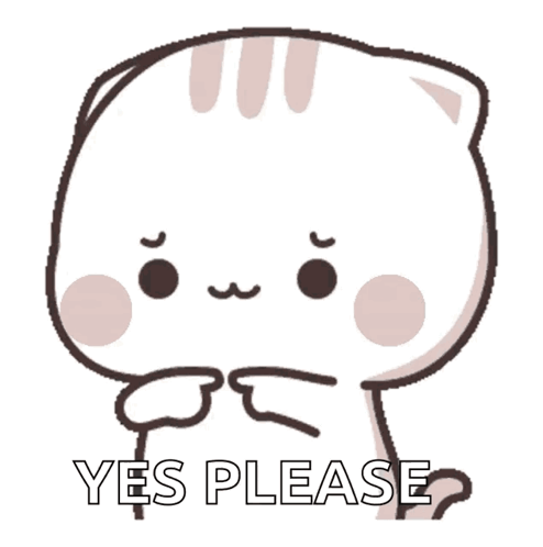 A Cartoon Cat Says Yes Please While Holding His Hands Together GIF