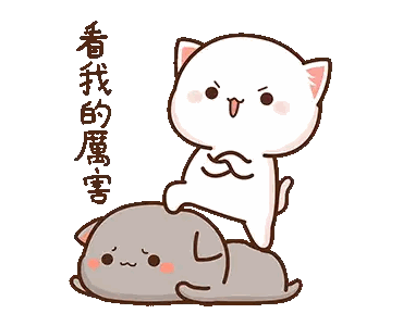 A Cartoon Cat Standing On Top Of Another Cat With Chinese Writing Behind It Sticker