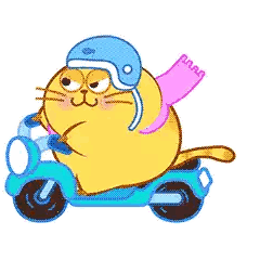 A Cartoon Cat Wearing A Blue Helmet And Scarf Is Riding A Blue Scooter Sticker