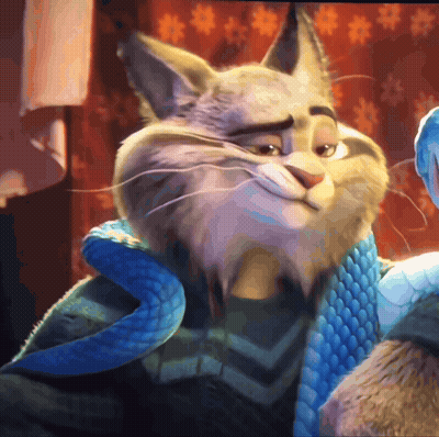 A Cartoon Cat Wearing A Blue Scarf Looks At The Camera GIF