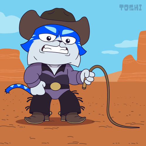 A Cartoon Cat Wearing A Cowboy Hat And Holding A Lasso GIF