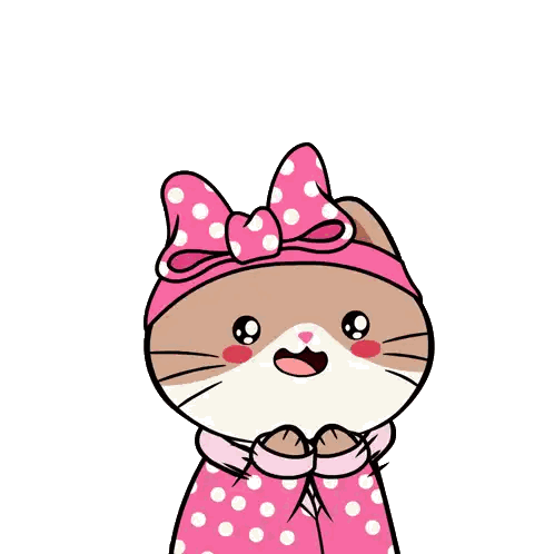 A Cartoon Cat Wearing A Pink Polka Dot Headband And Scarf Sticker