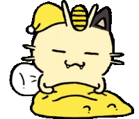 A Cartoon Cat Wearing A Yellow Hat Is Sleeping On A Yellow Pillow Sticker