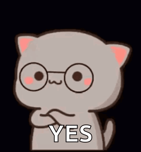 A Cartoon Cat Wearing Glasses Is Making A Yes Sign . GIF