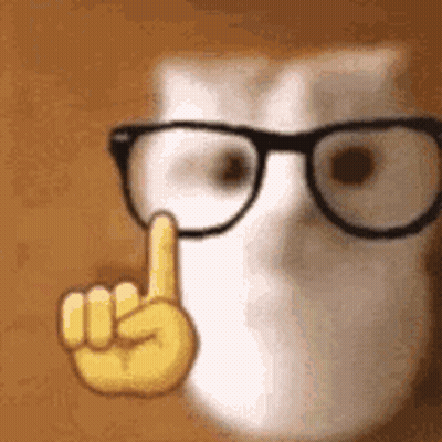 A Cartoon Cat Wearing Glasses Is Pointing Up With Its Finger . GIF