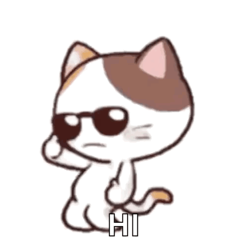 A Cartoon Cat Wearing Sunglasses And Saying Hi GIF