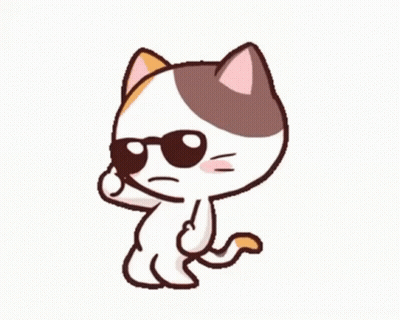 A Cartoon Cat Wearing Sunglasses Is Making A Funny Face GIF