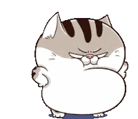 A Cartoon Cat With A Big Belly Is Standing On A Blue Surface . Sticker