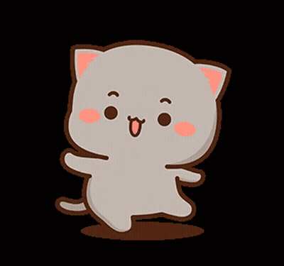 A Cartoon Cat With A Big Smile On Its Face Is Dancing . GIF