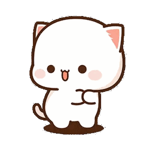 A Cartoon Cat With A Big Smile On Its Face Is Standing On A White Background . Sticker
