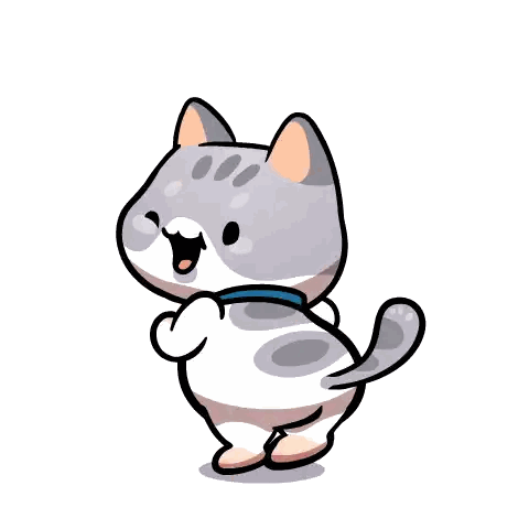 A Cartoon Cat With A Blue Collar Is Standing On Its Hind Legs Sticker