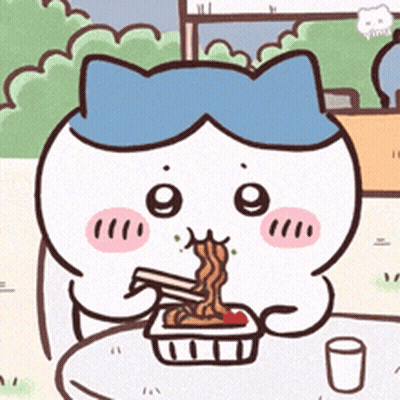 A Cartoon Cat With A Blue Head Is Eating Noodles With Chopsticks GIF