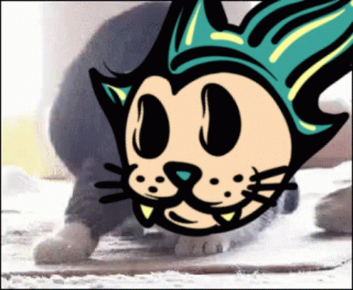 A Cartoon Cat With A Crown On Its Head Is Standing In The Snow GIF