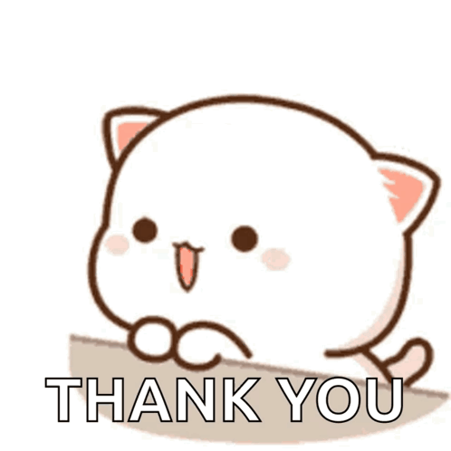 A Cartoon Cat With A Heart In Its Mouth And The Words Thank You GIF