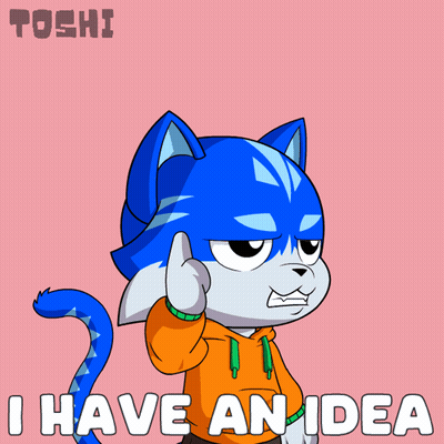 A Cartoon Cat With A Light Bulb Above His Head And The Words " I Have An Idea " Below Him GIF