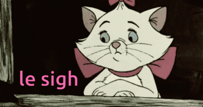 A Cartoon Cat With A Pink Bow And The Words Le Sigh Below GIF