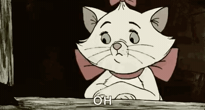 A Cartoon Cat With A Pink Bow Is Looking Out Of A Window And Says `` Oh '' . GIF